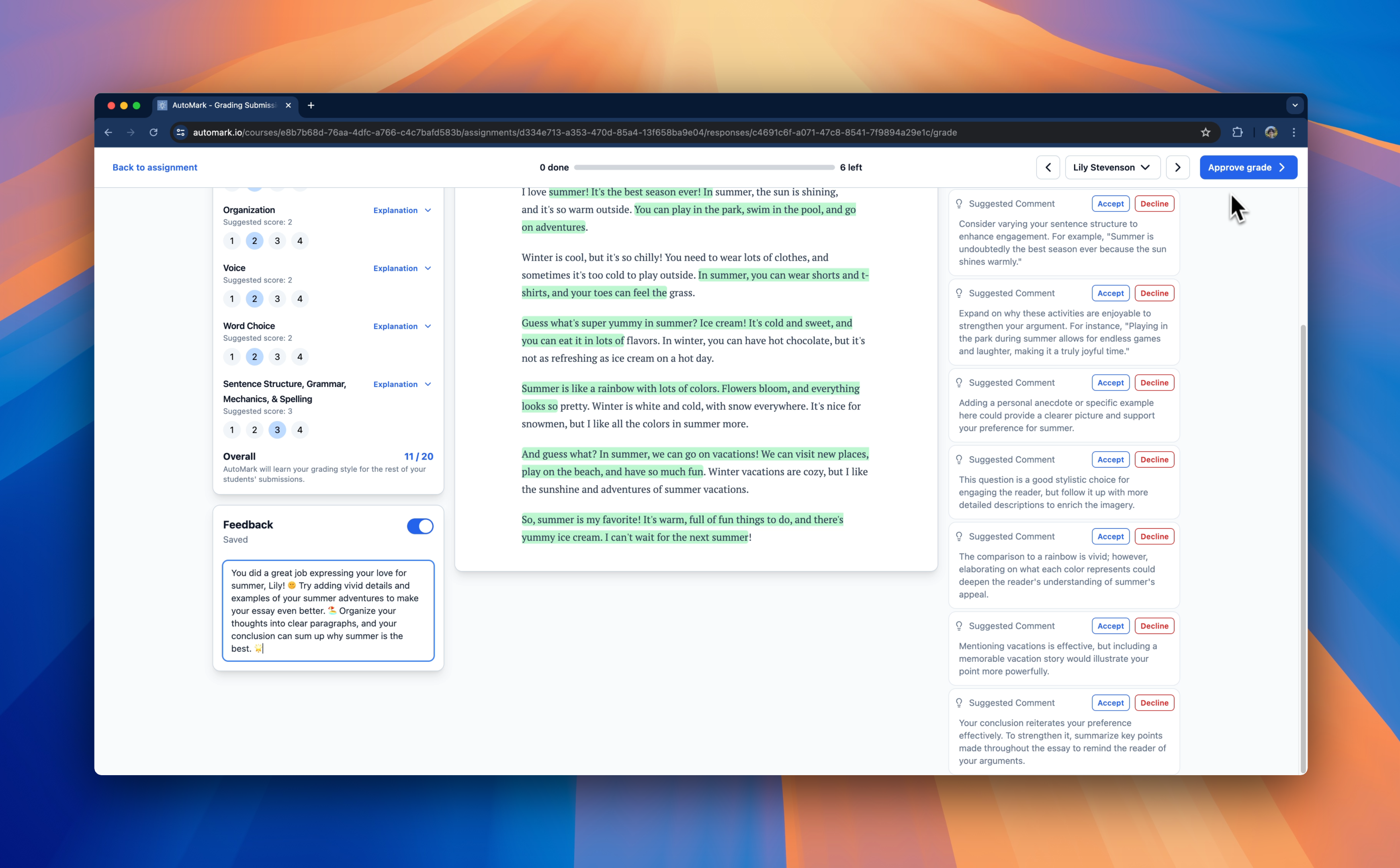 AutoMark Summer 2024 Update: Adaptive grading, inline comments, and easier export