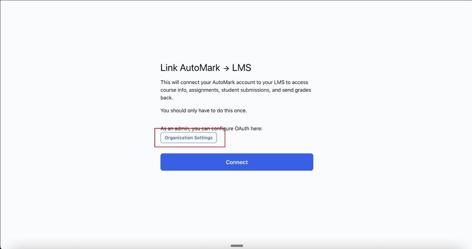 Organization Settings in AutoMark